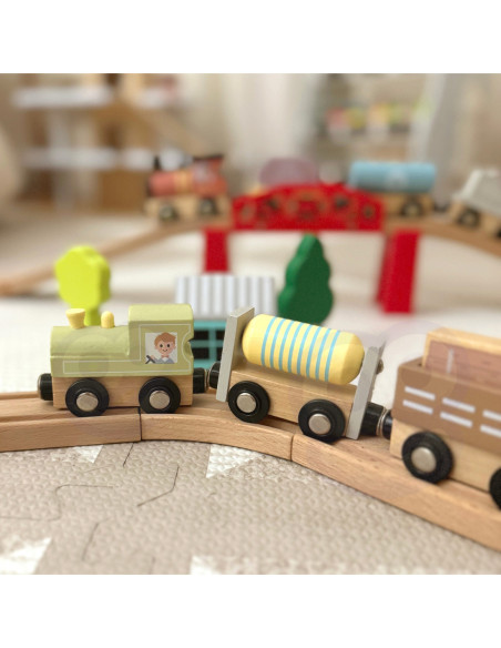 Tooky Toy Drewniane Pojazdy Wagoniki na Magnes