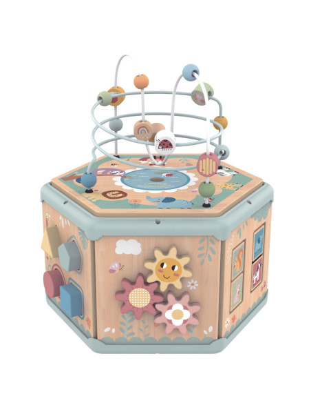 TOOKY TOY Interaktywny Drewniany Sześciokąt Montessori Otwierane Pudełko