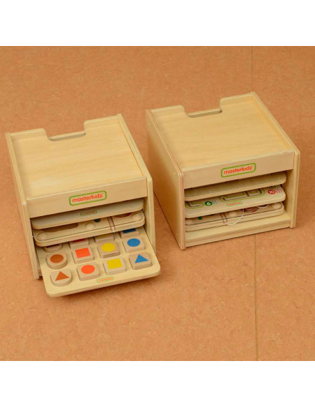 MASTERDKIZ Szafka do Przechowywania Poręcznych Tablic Edukacyjnych Mała na 3 Tablice