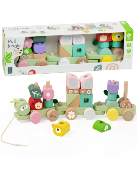 CLASSIC WORLD Montessori Kolejka Gąsienica Drewniana Układanka