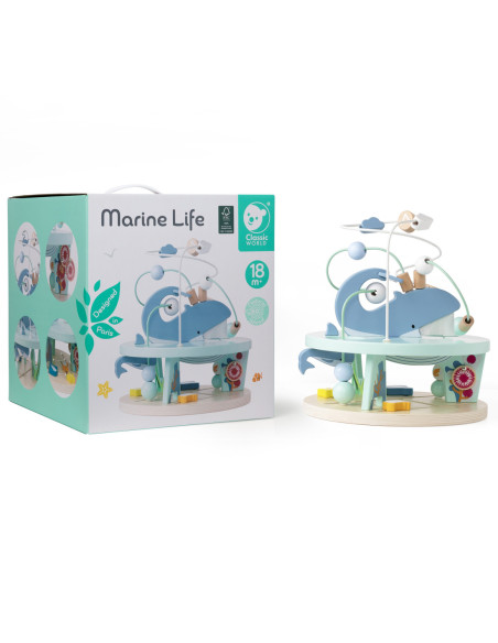 CLASSIC WORLD Drewniany Edukacyjny Labirynt Przeplatanka Życie Morskie 18m+