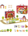 TOOKY TOY Drewniana Farma w Walizce Figurki Pojazdy
