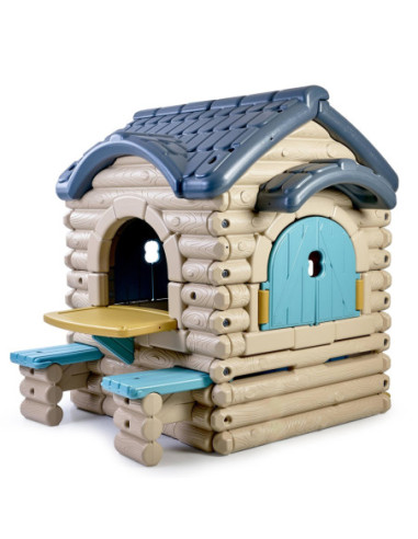 FEBER Duży Domek Ogrodowy Casual z Wysuwaną Ławeczką Chatka z Belek