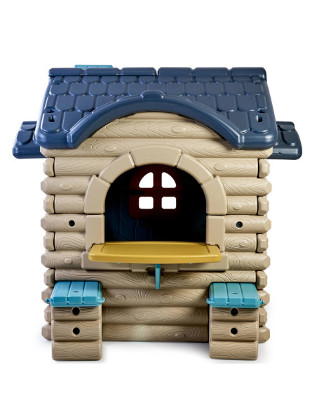 FEBER Duży Domek Ogrodowy Casual z Wysuwaną Ławeczką Chatka z Belek