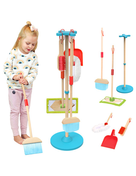 TOOKY TOY Drewniany Zestaw do Sprzątania dla Dzieci 6 el.