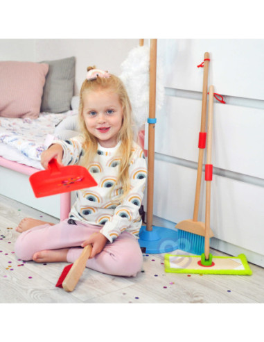 TOOKY TOY Drewniany Zestaw do Sprzątania dla Dzieci 6 el.