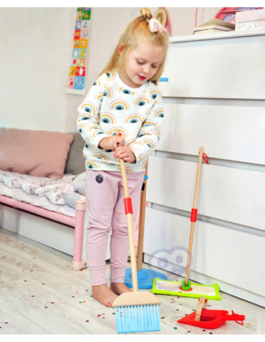 TOOKY TOY Drewniany Zestaw do Sprzątania dla Dzieci 6 el.