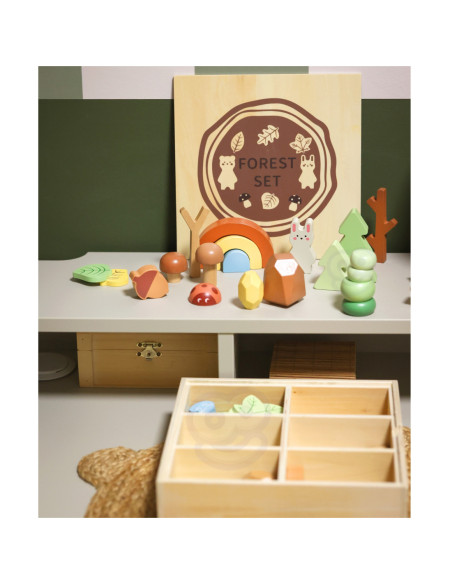 TOOKY TOY Zestaw Leśny Układanka w Stosy Klocki Figurki