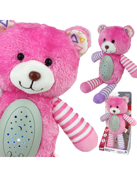 WOOPIE BABY Przytulanka Usypiacz Projektor 2w1 Różowy Miś - 10 Kołysanek