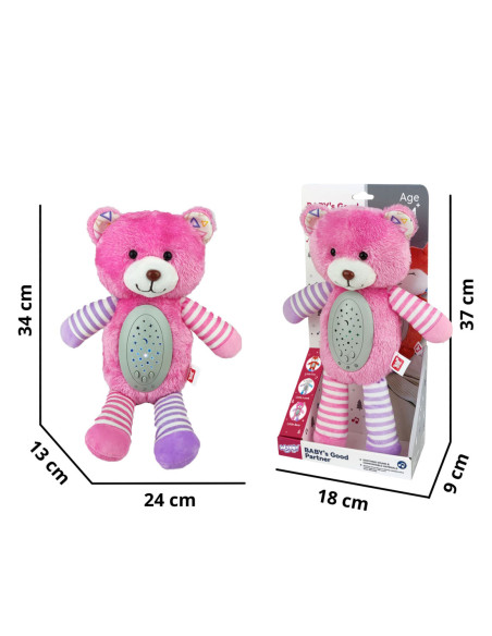 WOOPIE BABY Przytulanka Usypiacz Projektor 2w1 Różowy Miś - 10 Kołysanek