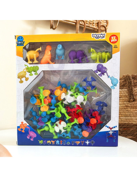 WOOPIE Klocki Konstrukcyjne z Przyssawkami - Zwariowane Zwierzaki