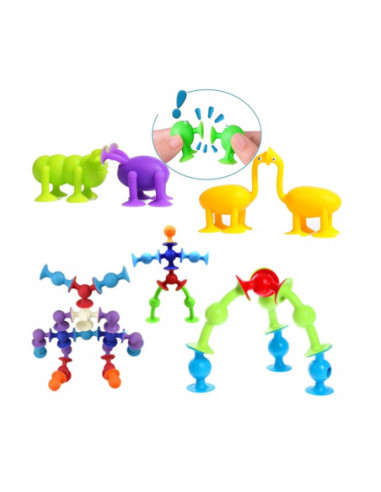 WOOPIE Klocki Konstrukcyjne z Przyssawkami - Zwariowane Zwierzaki