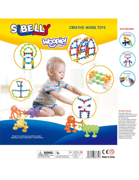 WOOPIE Klocki Konstrukcyjne z Przyssawkami - Zwariowane Zwierzaki