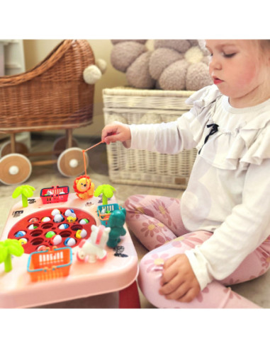 WOOPIE Gra Zręcznościowa Łowienie Ryb Interaktywny Stolik Różowy