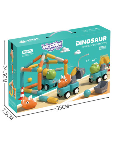 WOOPIE Klocki Magnetyczne Dinozaury- Konstrukcyjne