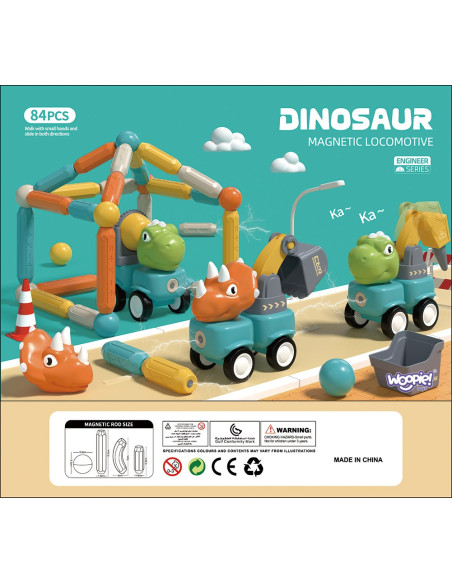 WOOPIE Klocki Magnetyczne Dinozaury- Konstrukcyjne