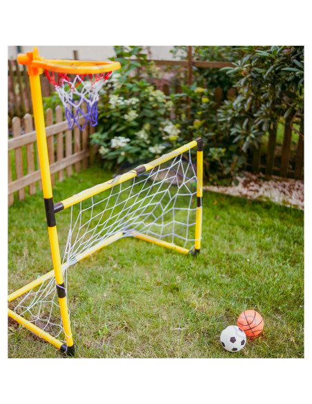 WOOPIE Zestaw 2w1 koszykówka Bramka do Piłki Nożnej + Piłki i Pompka