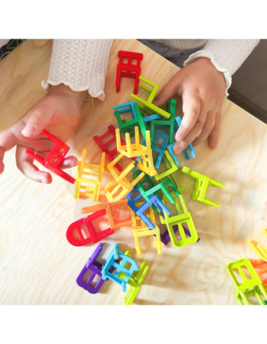 WOOPIE Gra Zręcznościowa Układanka Klocków Balansujące Krzesła 36 el.