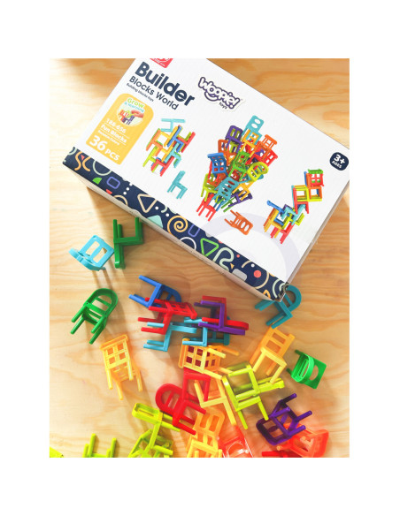 WOOPIE Gra Zręcznościowa Układanka Klocków Balansujące Krzesła 36 el.