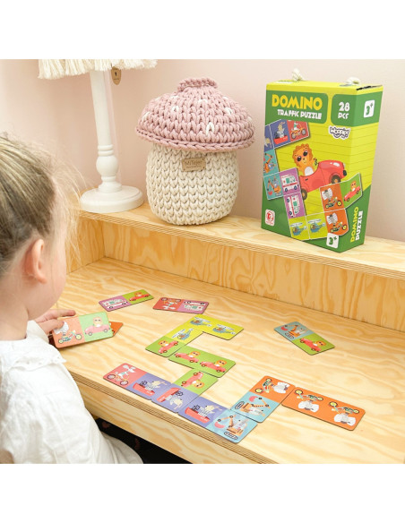 WOOPIE Gra Edukacyjna Transport Zwierzęta Puzzle Domino Montessori