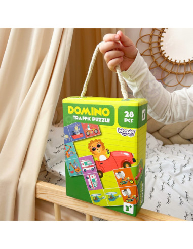 WOOPIE Gra Edukacyjna Transport Zwierzęta Puzzle Domino Montessori