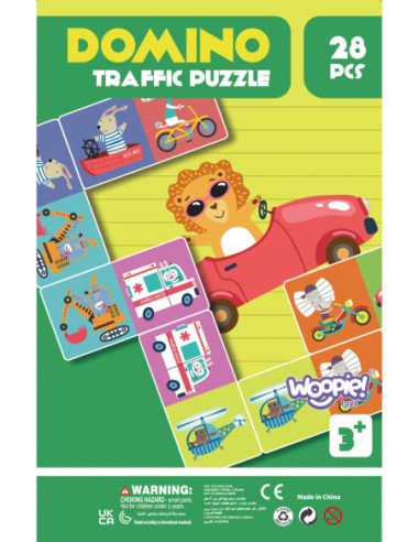 WOOPIE Gra Edukacyjna Transport Zwierzęta Puzzle Domino Montessori