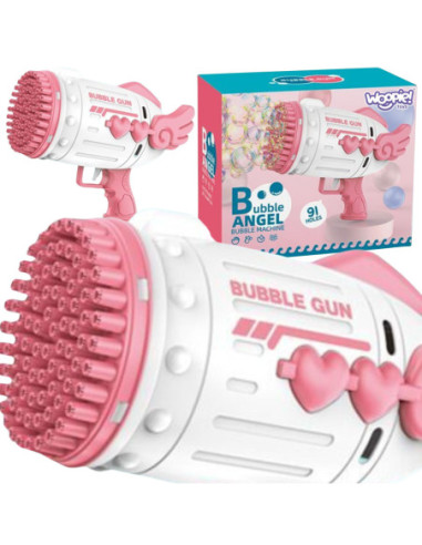 WOOPIE Pistolet do Robienia Baniek Mydlanych 91 Otworów Różowy