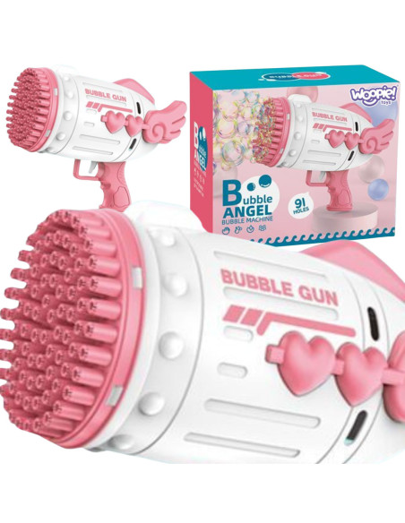 WOOPIE Pistolet do Robienia Baniek Mydlanych 91 Otworów Różowy