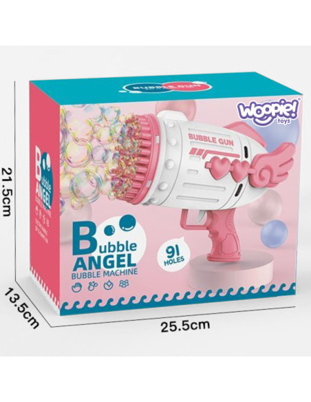 WOOPIE Pistolet do Robienia Baniek Mydlanych 91 Otworów Różowy