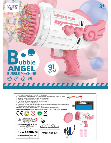 WOOPIE Pistolet do Robienia Baniek Mydlanych 91 Otworów Różowy