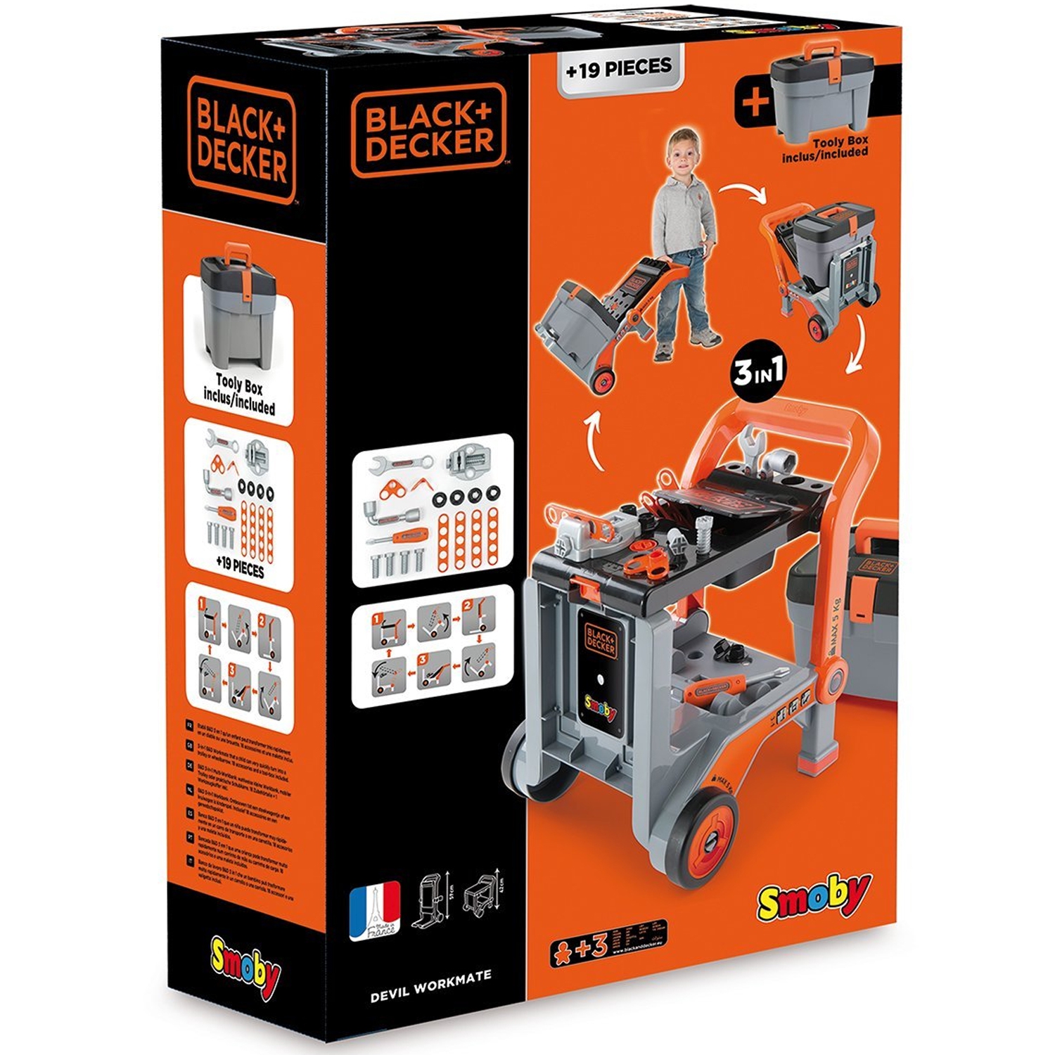 Black &amp; decker wózek warsztat skrzynka z narzędziami 3w1 złota rączka