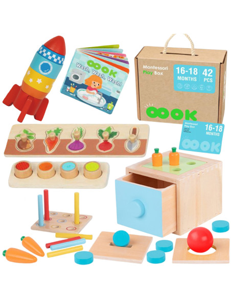 TOOKY TOY Box Pudełko XXL Montessori Edukacyjne 7w1 Sensoryczne 16-18 Mies.