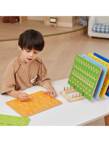 VIGA Drewniany Stojak na Tablice Kreślarskie Puzzle Pionowy Ogranizer