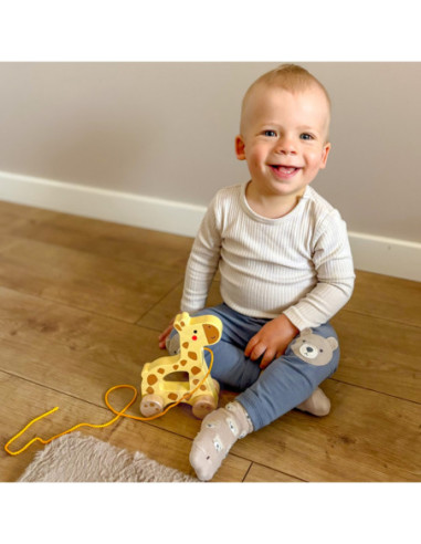TOOKY TOY Żyrafka do Ciągnięcia Drewniany