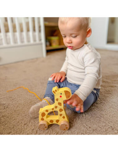 TOOKY TOY Żyrafka do Ciągnięcia Drewniany