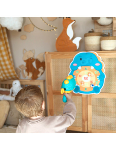 WOOPIE Gra w Rzutki Pistolet Dinozaur na Kulki Rzepy Tarcza Punkty Strzelanie