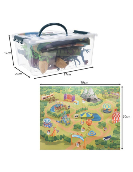 WOOPIE Zestaw Figurki Dinozaury 9szt. + Mata + Kuferek