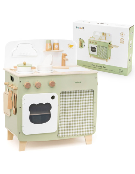 Viga PolarB Duża Drewniana Kuchnia ze Składanym Blatem + Szafka z Zasłoną