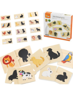 VIGA Wooden Puzzle Set Animal Match Shadow Puzzle