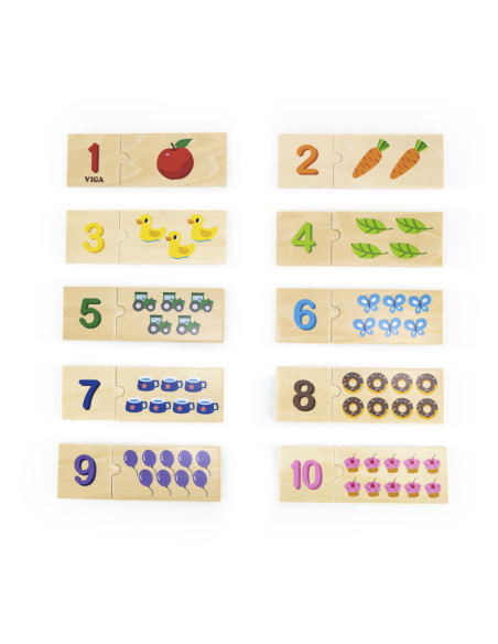 Viga Zestaw Drewniane Puzzle Dopasuj Liczby Układanka Montessori