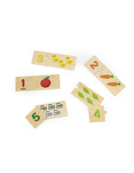 Viga Zestaw Drewniane Puzzle Dopasuj Liczby Układanka Montessori