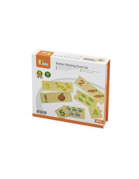 Viga Zestaw Drewniane Puzzle Dopasuj Liczby Układanka Montessori