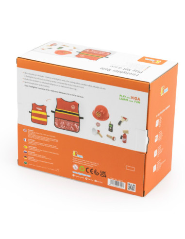 Viga Zestaw Małego Strażaka Kamizelka + Drewniane akcesoria 8 el.