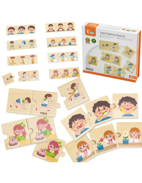 Viga Drewniana Układanka Puzzle Dopasuj Czynności