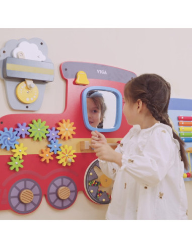 VIGA Drewniana Tablica Sensoryczna-Manipulacyjna EDU Pociąg
