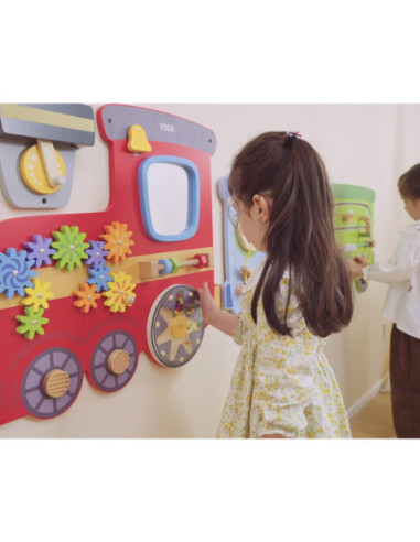 VIGA Drewniana Tablica Sensoryczna-Manipulacyjna EDU Pociąg