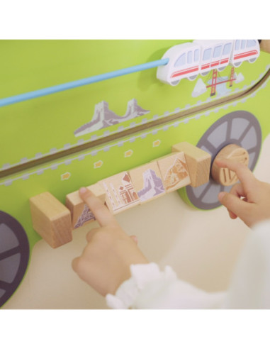 VIGA Drewniana Tablica Sensoryczna-Manipulacyjna EDU Pociąg