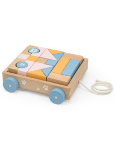 Viga PolarB Drewniany Wózek do Ciągnięcia + Klocki 21 el. 2