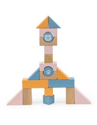 Viga PolarB Drewniany Wózek do Ciągnięcia + Klocki 21 el.