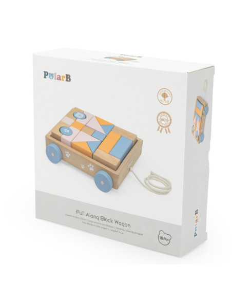 Viga PolarB Drewniany Wózek do Ciągnięcia + Klocki 21 el.